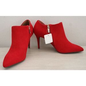 Jessica Simpson Women's Sz 9M Red Averna3 Faux Suede Heeled Ankle Booties